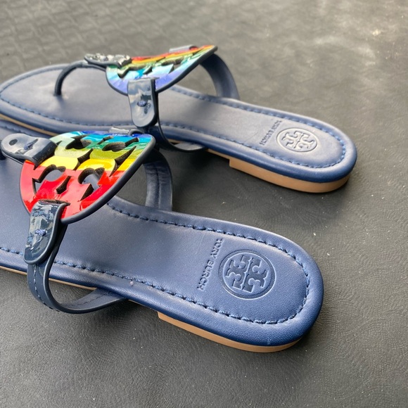 Tory Burch Miller Leather rainbow Sandals size 6 - Picture 7 of 9
